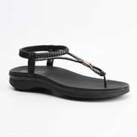 Toe Thong Diamante Sandals | Black