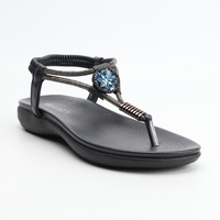 Toe Thong Diamante Sandals | Navy